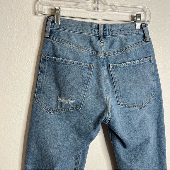 Agolde Jeans Women Size 25 Feel Good Straight Medium Wash Tapered Distressed B22 - Picture 4 of 12
